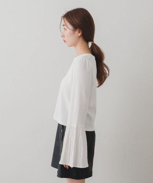 Kastane(カスタネ)の「袖ティアードプルオーバー(Tシャツ/カットソー・レディース・オフホワイト/ブラック・FREE)」の16枚目の写真