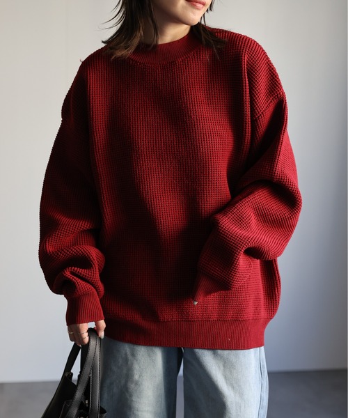 CREARE -LINO-(クレアーレリノ)の「ルーズ スポンジ クルーネック ニット <ユニセックス>(ニット/セーター・メンズ・ブラック/ブルー/レッド/アイボリー・M/L)」の5枚目の写真