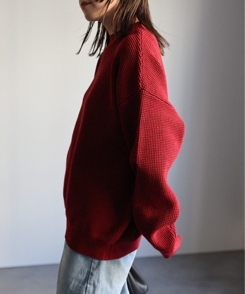 CREARE -LINO-(クレアーレリノ)の「ルーズ スポンジ クルーネック ニット <ユニセックス>(ニット/セーター・メンズ・ブラック/ブルー/レッド/アイボリー・M/L)」の10枚目の写真