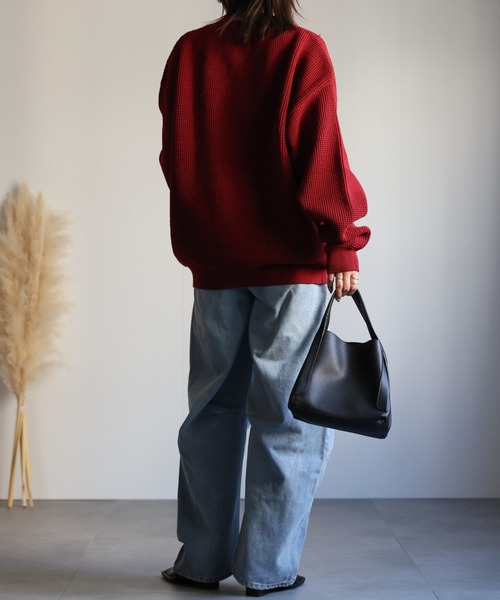 CREARE -LINO-(クレアーレリノ)の「ルーズ スポンジ クルーネック ニット <ユニセックス>(ニット/セーター・メンズ・ブラック/ブルー/レッド/アイボリー・M/L)」の16枚目の写真