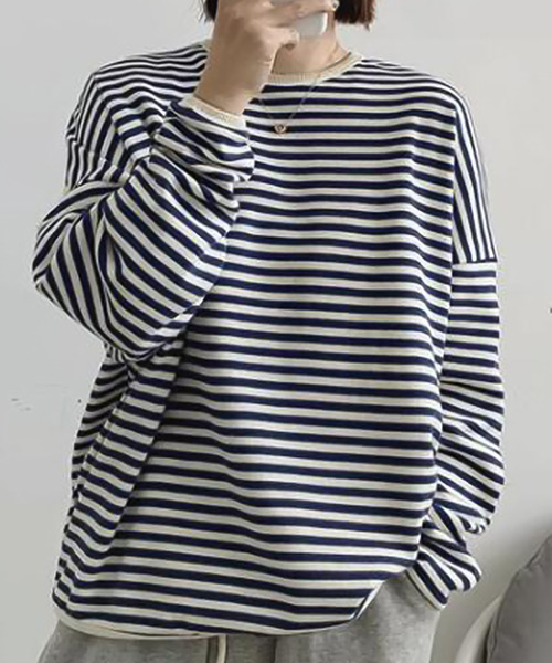 Ulysses（ユリシス）の「ボーダーカットソー（Tシャツ/カットソー・レディース・ブラック/ネイビー/ブラウン・M/L）」の3枚目の写真