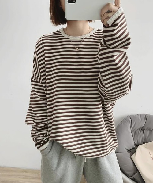 Ulysses（ユリシス）の「ボーダーカットソー（Tシャツ/カットソー・レディース・ブラック/ネイビー/ブラウン・M/L）」の19枚目の写真