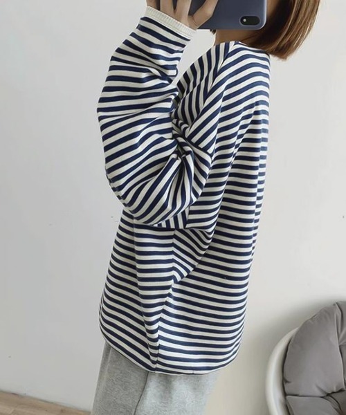 Ulysses（ユリシス）の「ボーダーカットソー（Tシャツ/カットソー・レディース・ブラック/ネイビー/ブラウン・M/L）」の21枚目の写真