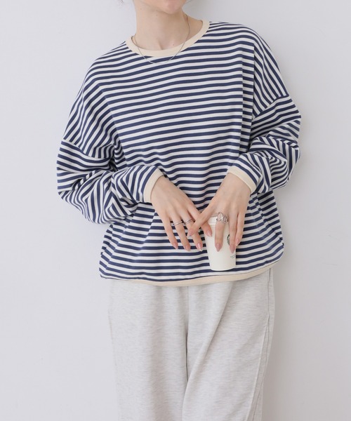 Ulysses（ユリシス）の「ボーダーカットソー（Tシャツ/カットソー・レディース・ブラック/ネイビー/ブラウン・M/L）」の7枚目の写真