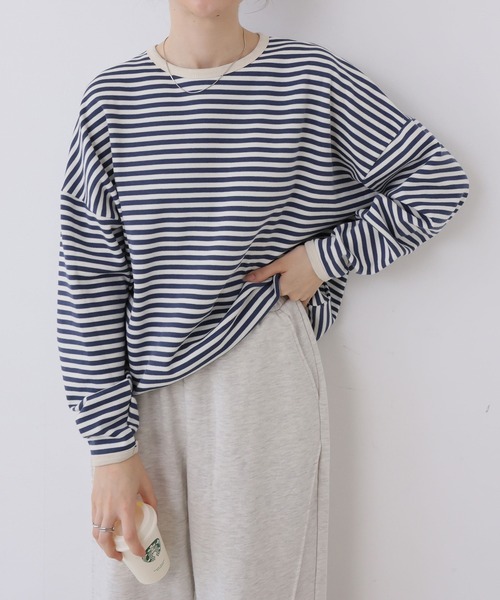 Ulysses（ユリシス）の「ボーダーカットソー（Tシャツ/カットソー・レディース・ブラック/ネイビー/ブラウン・M/L）」の6枚目の写真