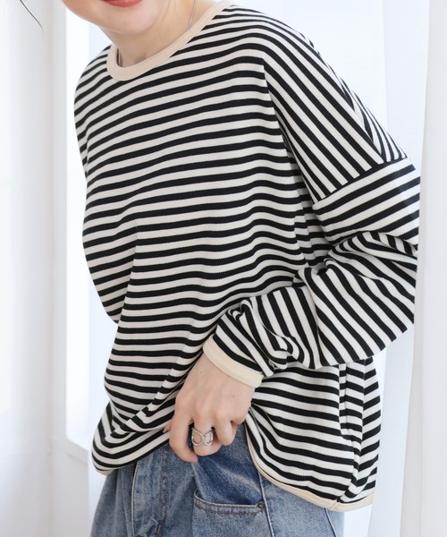 Ulysses（ユリシス）の「ボーダーカットソー（Tシャツ/カットソー・レディース・ブラック/ネイビー/ブラウン・M/L）」の17枚目の写真