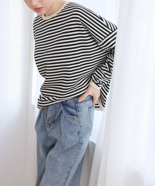 Ulysses（ユリシス）の「ボーダーカットソー（Tシャツ/カットソー・レディース・ブラック/ネイビー/ブラウン・M/L）」の15枚目の写真