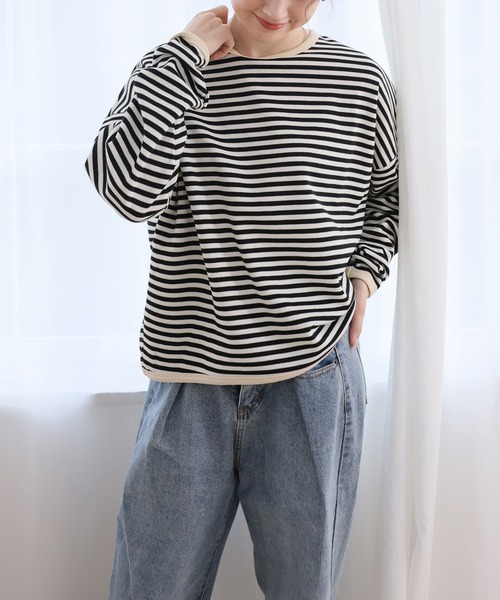 Ulysses（ユリシス）の「ボーダーカットソー（Tシャツ/カットソー・レディース・ブラック/ネイビー/ブラウン・M/L）」の14枚目の写真