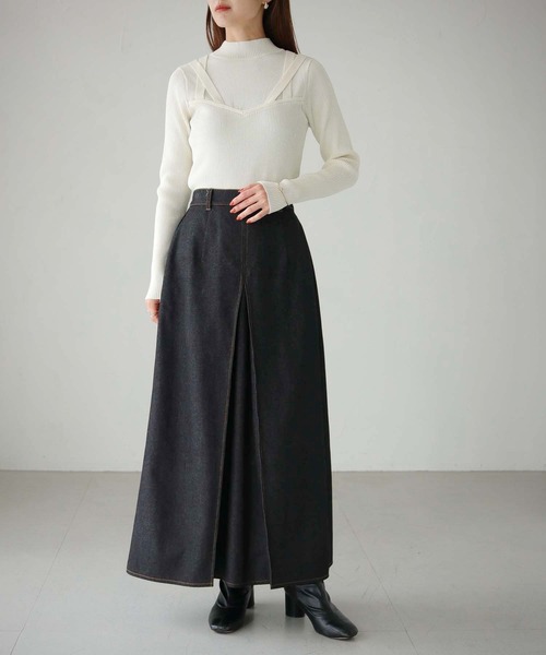 cheriella（シェリエラ）の「【cheriella】ビスチェドッキングデザインリブニット（ニット/セーター・レディース・チャコールグレー/ブルー/アイボリー/ブラック/パープル・M）」の14枚目の写真