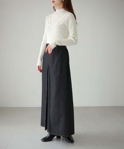 cheriella（シェリエラ）の「【cheriella】ビスチェドッキングデザインリブニット（ニット/セーター・レディース・チャコールグレー/ブルー/アイボリー/ブラック/パープル・M）」の15枚目の写真