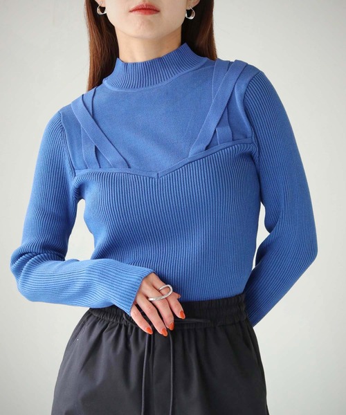 cheriella（シェリエラ）の「【cheriella】ビスチェドッキングデザインリブニット（ニット/セーター・レディース・チャコールグレー/ブルー/アイボリー/ブラック/パープル・M）」の17枚目の写真