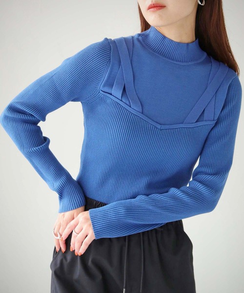 cheriella（シェリエラ）の「【cheriella】ビスチェドッキングデザインリブニット（ニット/セーター・レディース・チャコールグレー/ブルー/アイボリー/ブラック/パープル・M）」の20枚目の写真