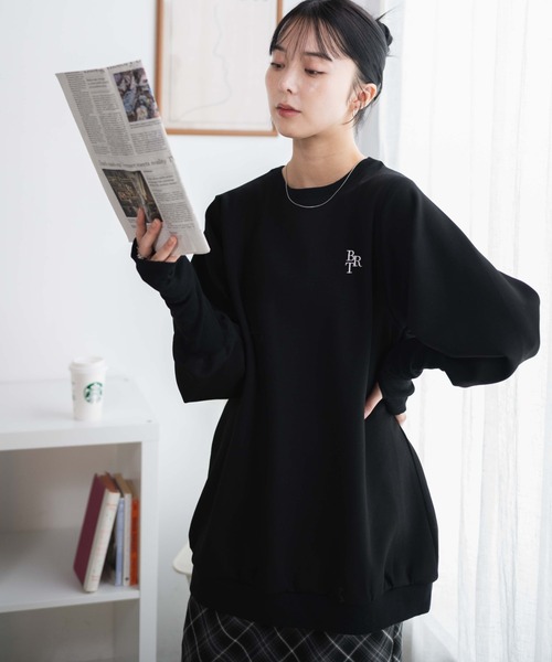 WEGO（ウィゴー）の「WEGO/アームデザインスウェットチュニック（スウェット・レディース・ブラック/杢グレー・FREE）」の2枚目の写真