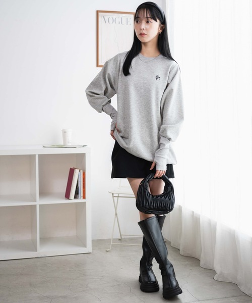 WEGO（ウィゴー）の「WEGO/アームデザインスウェットチュニック（スウェット・レディース・ブラック/杢グレー・FREE）」の3枚目の写真