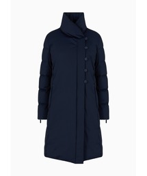 【エンポリオ アルマーニ】Armani Sustainability Values 七分丈ダウンジャケット ストレッチナイロン サイドボタン&再生ダウン