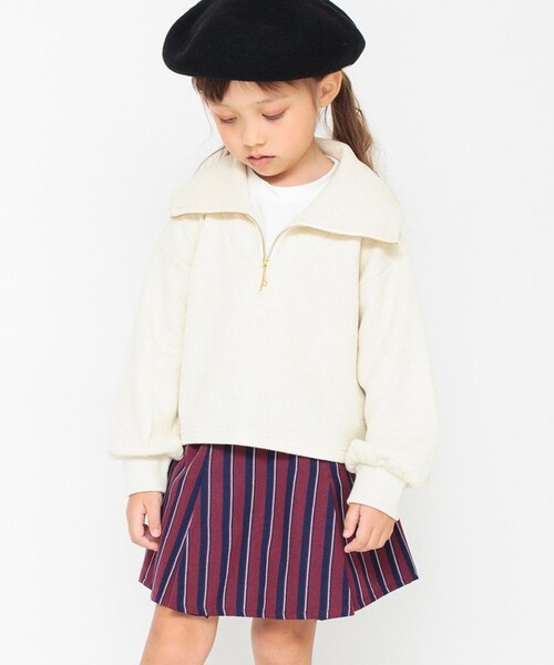 BRANSHES(ブランシェス)の「【お揃い】レジメンタルストライプインナーパンツ付きスカート(スカート・キッズ・エンジ/グリーン・90/140/110/130/100/150/120)」の6枚目の写真