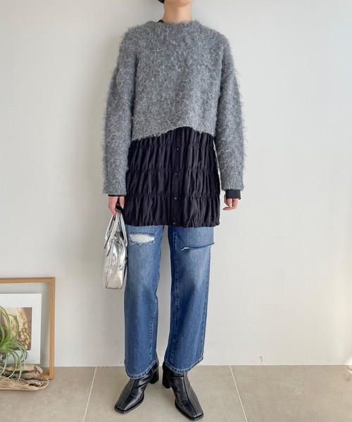 LOWRYS FARM(ローリーズファーム)の「2WAYシャーリングチュニックLS 977232(シャツ/ブラウス・レディース・アイボリー/ブラック/その他・FREE)」の12枚目の写真