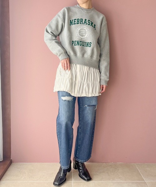 LOWRYS FARM(ローリーズファーム)の「2WAYシャーリングチュニックLS 977232(シャツ/ブラウス・レディース・アイボリー/ブラック/その他・FREE)」の7枚目の写真