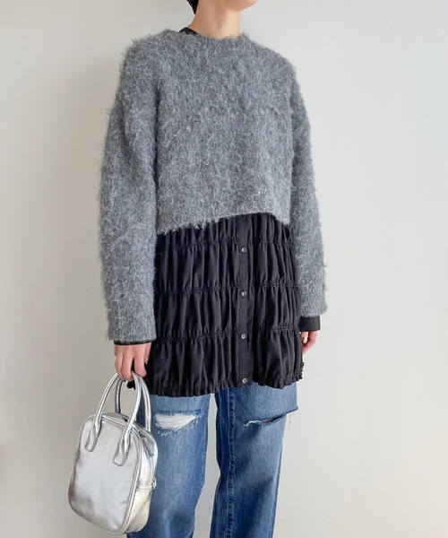 LOWRYS FARM(ローリーズファーム)の「2WAYシャーリングチュニックLS 977232(シャツ/ブラウス・レディース・アイボリー/ブラック/その他・FREE)」の10枚目の写真