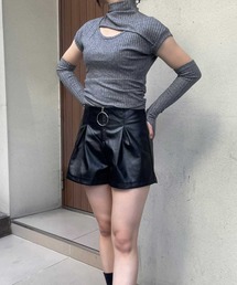 SPIGA | ｱｰﾑｳｫｰﾏｰ付ｻｲﾄﾞｼｬｰﾘﾝｸﾞｶｯﾄｱｳﾄﾄｯﾌﾟｽ(Tシャツ/カットソー)