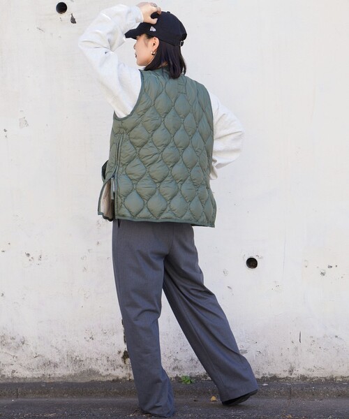 TAION（タイオン）の「TAION/タイオン MILITARY WZIP V VEST/ミリタリーダブルジップ キルティングダウンベスト（ダウンベスト・レディース・ブラック/オリーブ・MEDIUM/X-LARGE/LARGE）」の21枚目の写真