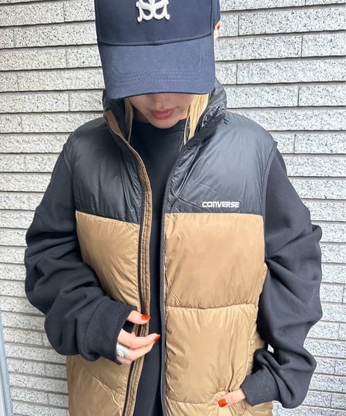 CONVERSE（コンバース）の「CONVERSE / ナイロン中綿リサイクル切替ベスト / 3540-3400（ダウンベスト・レディース・ブラック/ライトグレー/ベージュ/カーキ/ダークブラウン・X-LARGE）」の8枚目の写真