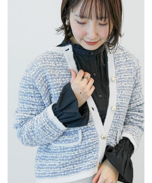 Te chichi TERRASSE(テチチテラス)の「スタンドフリルギャザーブラウス(シャツ/ブラウス・レディース・オフホワイト/ネイビー/ブラック・F)」の1枚目の写真
