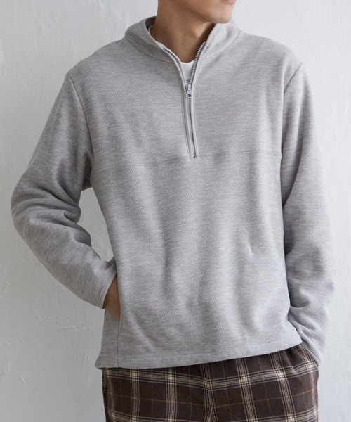 ikka(イッカ)の「メランジフリースハーフジッププルオーバー(スウェット・メンズ・チャコールグレー/グリーン/ネイビー/グレー・L/M/S/XL)」の2枚目の写真