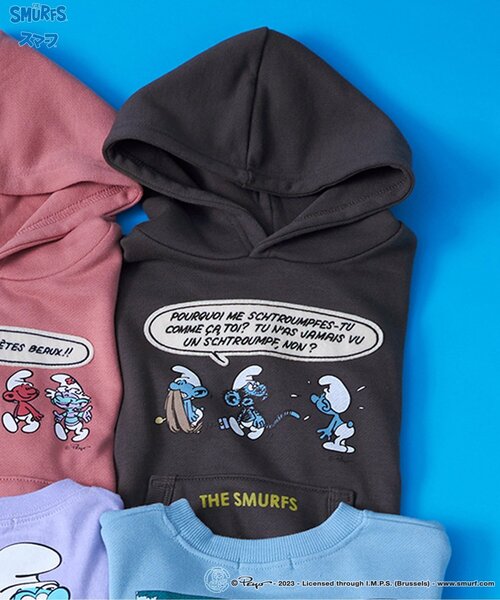 F.O.KIDS（エフオーキッズ）の「スマーフコラボフーディー（パーカー・キッズ・キナリ/ピンク/チャコール・80/100/90/95/140/130/120/110）」の2枚目の写真