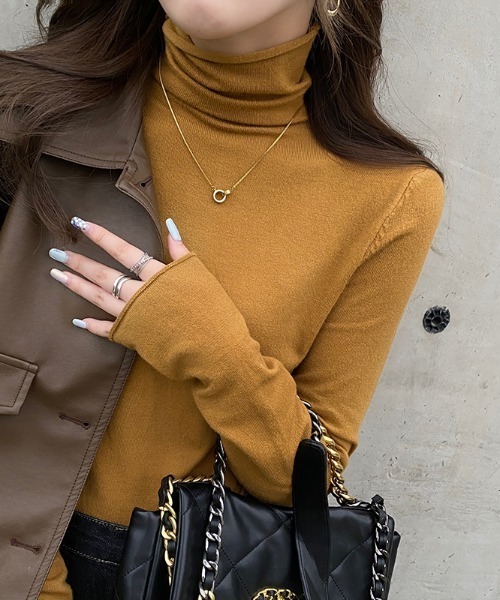 COCOMOMO（ココモモ）の「なめらかタートルネックニットトップス（ニット/セーター・レディース・ホワイト/ダークブラウン/ライトグレー/ブラック/グレー系その他/オレンジ/オリーブ/アイボリー/ライトブラウン/ワイン/イエロー・FREE）」の20枚目の写真