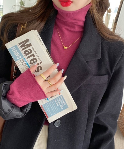 COCOMOMO（ココモモ）の「なめらかタートルネックニットトップス（ニット/セーター・レディース・ホワイト/ダークブラウン/ライトグレー/ブラック/グレー系その他/オレンジ/オリーブ/アイボリー/ライトブラウン/ワイン/イエロー・FREE）」の21枚目の写真