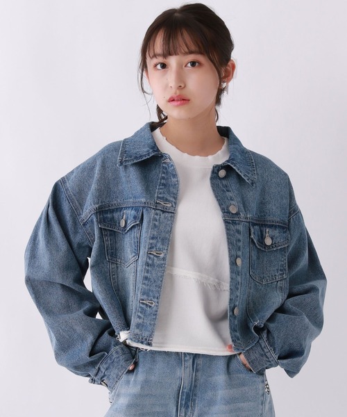 repipi armario(レピピ アルマリオ)の「デニムショートGジャン(デニムジャケット・キッズ・ライトブルー/インディゴブルー/ホワイト・LARGE/SMALL/MEDIUM)」の3枚目の写真