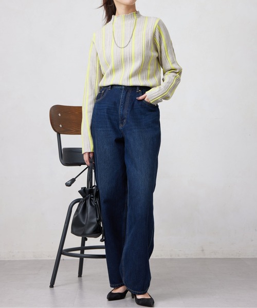 Chez toi(シェトワ)の「ピンタックストライプニットプルオーバー(ニット/セーター・レディース・ブラック/アイボリー/グレイッシュベージュ・FREE)」の10枚目の写真