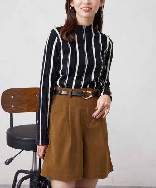 Chez toi(シェトワ)の「ピンタックストライプニットプルオーバー(ニット/セーター・レディース・ブラック/アイボリー/グレイッシュベージュ・FREE)」の13枚目の写真