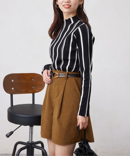 Chez toi(シェトワ)の「ピンタックストライプニットプルオーバー(ニット/セーター・レディース・ブラック/アイボリー/グレイッシュベージュ・FREE)」の14枚目の写真