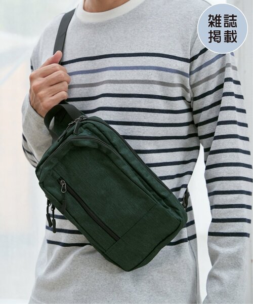 ikka(イッカ)の「【雑誌MonoMax5月号掲載】メランジスクエアボディバッグ(ボディバッグ/ウエストポーチ・メンズ・オリーブ/ネイビー/グレー/ブラック/ダークグリーン・FREE)」の7枚目の写真