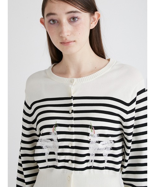 FURFUR(ファーファー)の「樋上公実子コラボ“Jade”カーディガン(カーディガン/ボレロ・レディース・ライトブルー/その他/ブラック・FREE)」の1枚目の写真