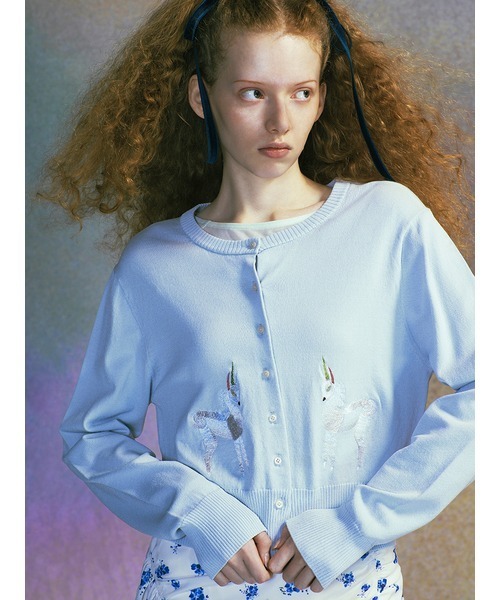 FURFUR(ファーファー)の「樋上公実子コラボ“Jade”カーディガン(カーディガン/ボレロ・レディース・ライトブルー/その他/ブラック・FREE)」の3枚目の写真