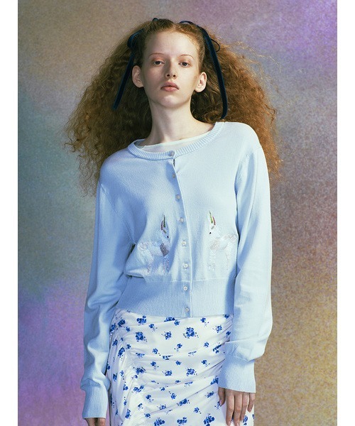 FURFUR(ファーファー)の「樋上公実子コラボ“Jade”カーディガン(カーディガン/ボレロ・レディース・ライトブルー/その他/ブラック・FREE)」の4枚目の写真