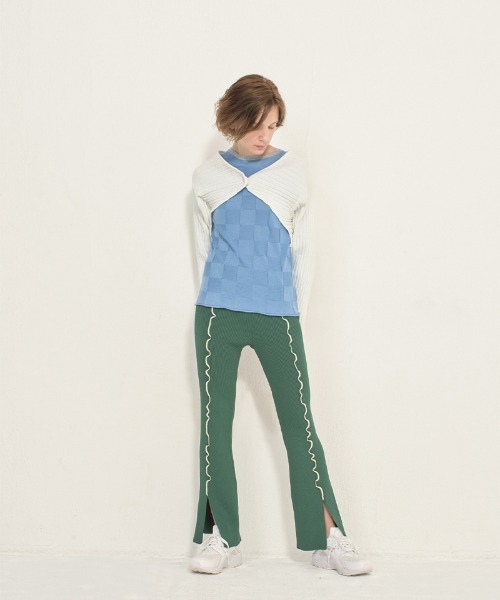 soduk スリットニットパンツ soduk(スドーク) / 20SS/ステッチスリット