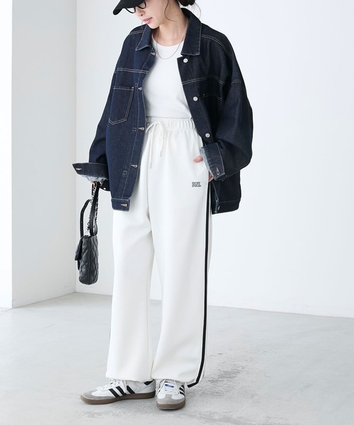 BONLECILL(ボンルシール)の「2WAY配色ライントラックパンツ(その他パンツ・レディース・グレイッシュベージュ/ネイビー/ブラック/アイボリー・FREE)」の15枚目の写真