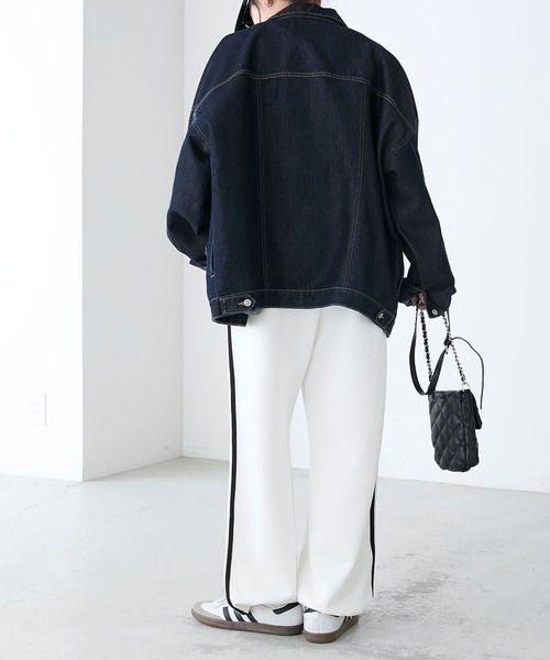BONLECILL(ボンルシール)の「2WAY配色ライントラックパンツ(その他パンツ・レディース・グレイッシュベージュ/ネイビー/ブラック/アイボリー・FREE)」の16枚目の写真