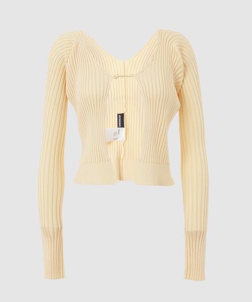 JACQUEMUS(ジャックムス)の「LA MAILLE PRALU LONGUE KNITS(カーディガン/ボレロ・レディース・ブラック/イエロー・34/36)」の2枚目の写真