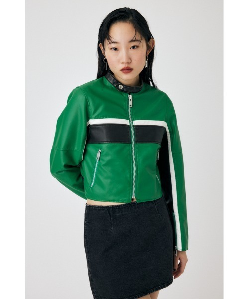 MOUSSY（マウジー）の「MOTOR RIDERS ジャケット（ライダースジャケット・レディース・グリーン/ブラック・FREE）」の11枚目の写真