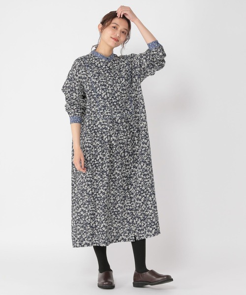 studio CLIP（スタディオクリップ）の「シングルガーゼパイピング切り替えワンピース[プチ・プラスサイズあり]（ワンピース・レディース・ライトグレー/ネイビー/イエロー・ﾌﾘｰ(L)/FREE/PF）」の3枚目の写真