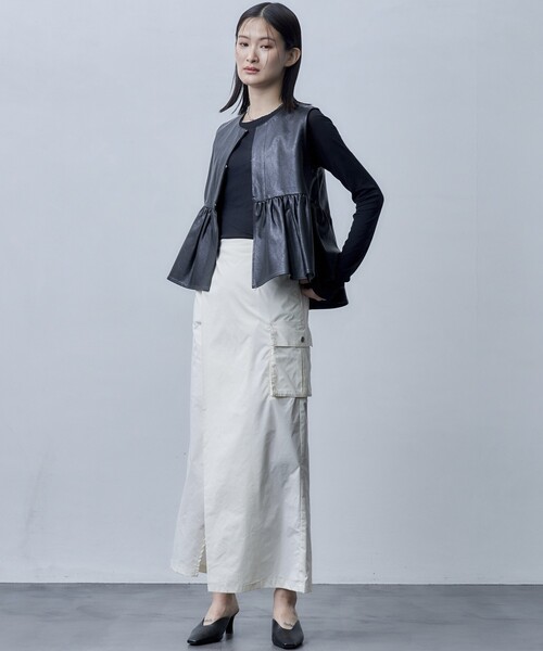 Firsthand（ファーストハンド）の「Firsthand/ファーストハンド フェイクレザーギャザートップス / 2WAY（ベスト・レディース・ブラック/ホワイト・FREE）」の8枚目の写真