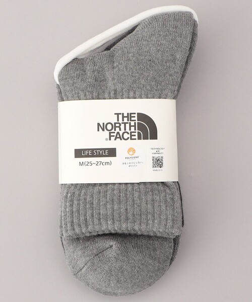 THE NORTH FACE（ザノースフェイス）の「THE NORTH FACE/ザ・ノース・フェイス TNF Logo 2P Crew / ロゴ 2P クルー（ソックス/靴下・メンズ・グレー/ブラック・MEDIUM）」の2枚目の写真