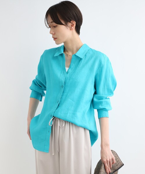 INDIVI（インディヴィ）の「◆【洗える／UVケア／麻100％】ノルマンディリネンシャツ（シャツ/ブラウス・レディース・ブラック系2/ブラウン系その他/ブルーグリーン/ホワイト/ベージュ/パープル/ネイビー・03/05/12/13/15 /19/34/38/07/17）」の20枚目の写真