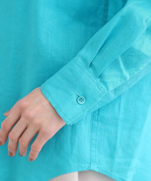 INDIVI（インディヴィ）の「◆【洗える／UVケア／麻100％】ノルマンディリネンシャツ（シャツ/ブラウス・レディース・ブラック系2/ブラウン系その他/ブルーグリーン/ホワイト/ベージュ/パープル/ネイビー・03/05/12/13/15 /19/34/38/07/17）」の10枚目の写真