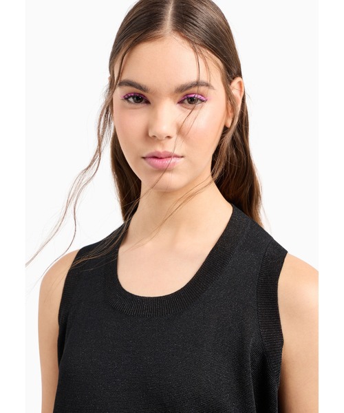 ニット セーター 「A|X アルマーニ エクスチェンジ」シアーバック　メタリックニットノースリーブトップス レディース ARMANI EXCHANGE ニット セーター 「A|X アルマーニ